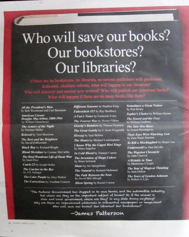 James Patterson NYT advt 4.21.13